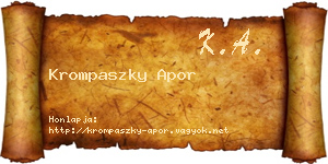 Krompaszky Apor névjegykártya
